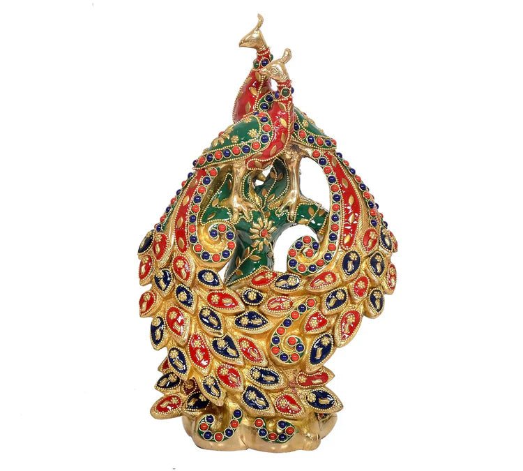 Brassaura® Brass Peacock Statue | Height 12 Inches