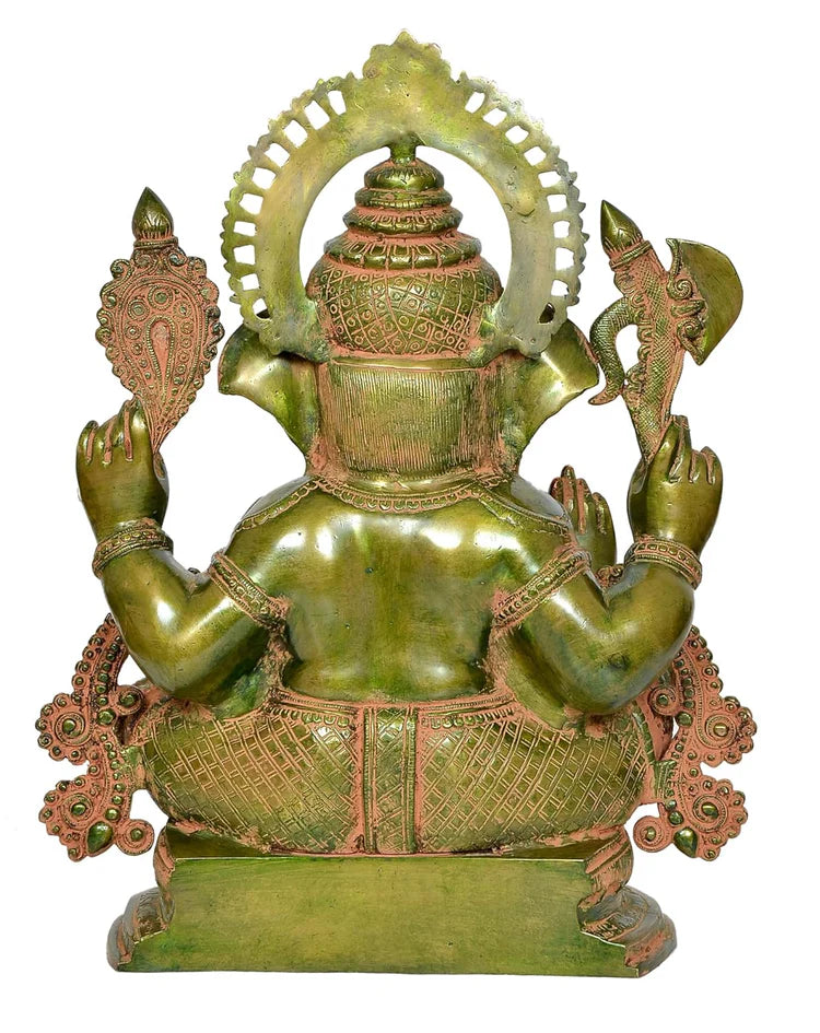 Brassaura® Brass Sitting Ganesha Idol | Height 20 Inches