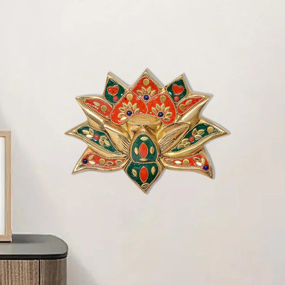 Brassaura® Brass Lotus Flower Wall Hanging | Height 5 Inches | ONE HANGING