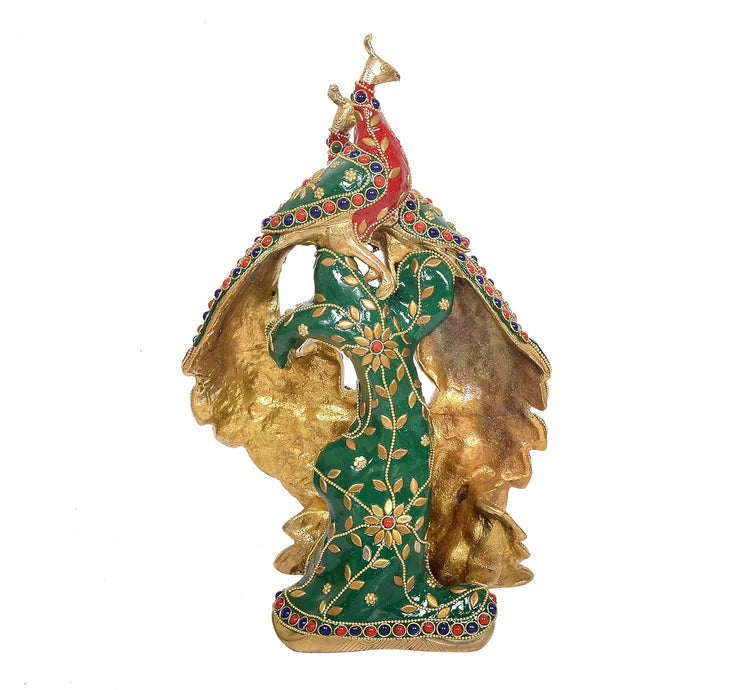 Brassaura® Brass Peacock Statue | Height 12 Inches