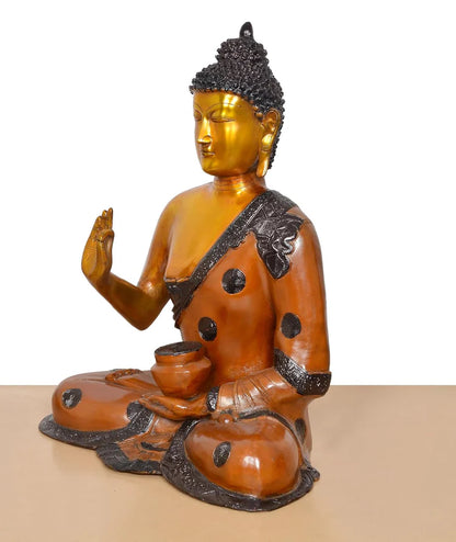 Brassaura® Meditating Buddha Brass Statue | Multicolor Artistic Finish | Height 24 Inches
