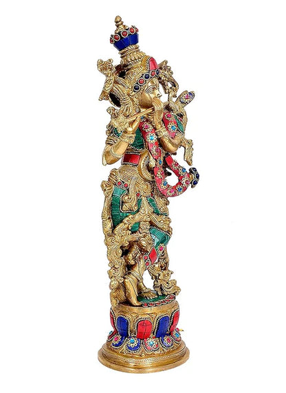 Brassaura® Brass Lord Krishna Idol Statue | Height 15 Inches