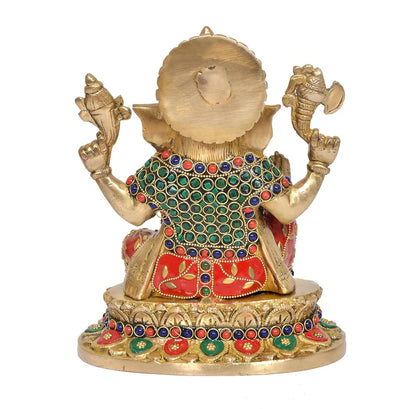 Brassaura® Brass Lakshmi Ganesh Idol Set | Height 9 Inches