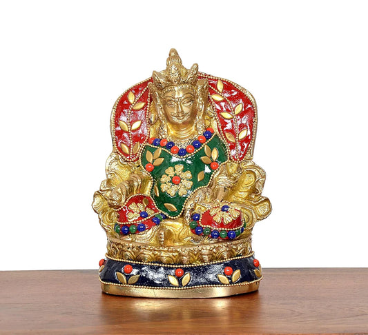 Brassaura® Brass Kubera Idol | 5.5 Inch Golden God of Wealth Statue | Handcrafted Brass Murti for Home & Mandir