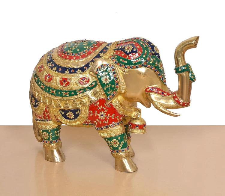 Brassaura® Brass Elephant Statue | Height 10 Inches