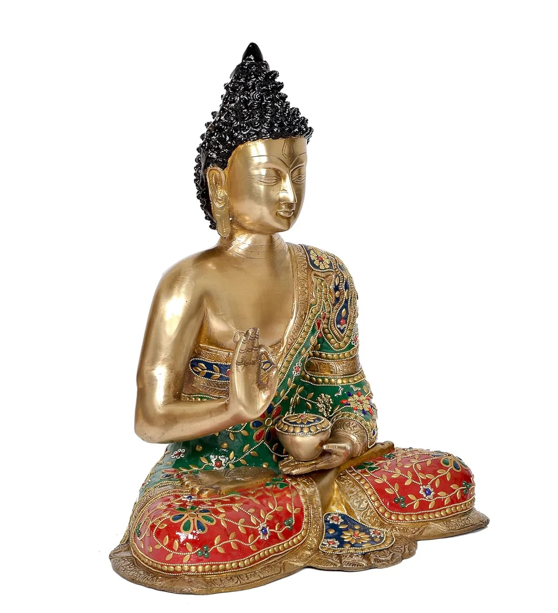 Brassaura® Brass Buddha Statue | Height 17 Inches