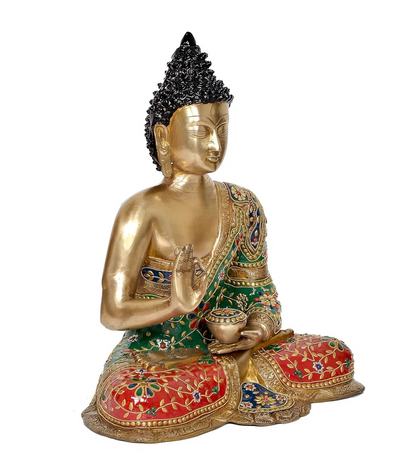 Brassaura® Brass Buddha Statue | Height 17 Inches