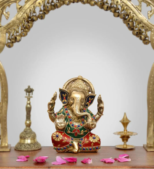 Brassaura® Brass Ganesha Statue | Height 7 Inches
