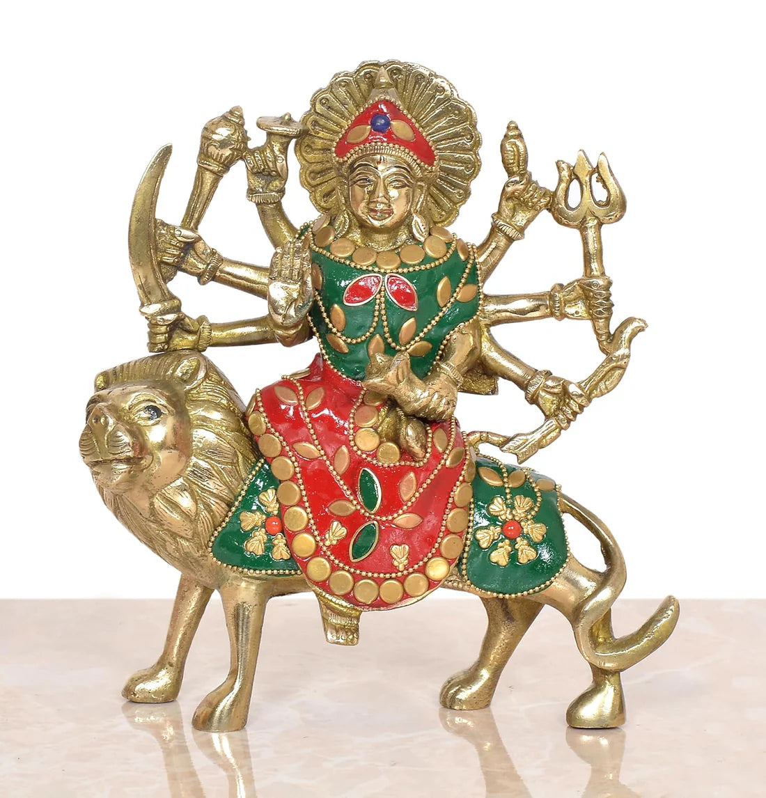 Brassaura® Brass Durga Maa Statue | Height 7 Inches