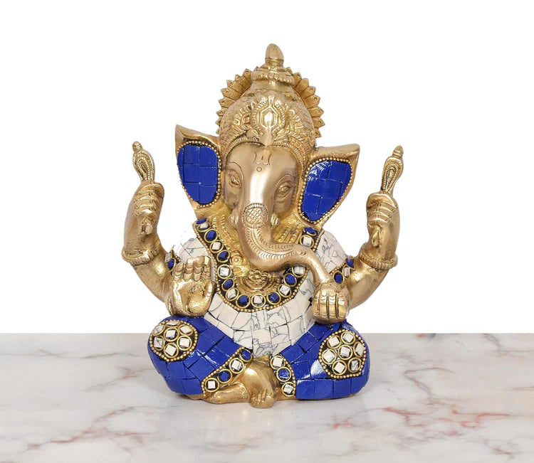 ब्रासोरा® वृंदावन वेणुगोपाल कृष्ण पीतल की प्रतिमा मोर के साथ | एंटीक नीला और सुनहरा रंग | ऊँचाई 20 इंच