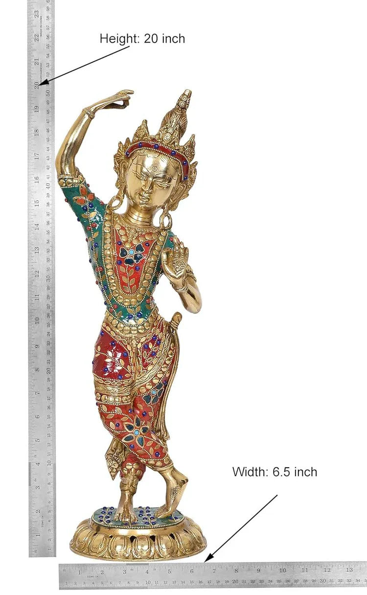 Brassaura® Brass Standing Dancing Tara Devi Statue | Height 20 Inches