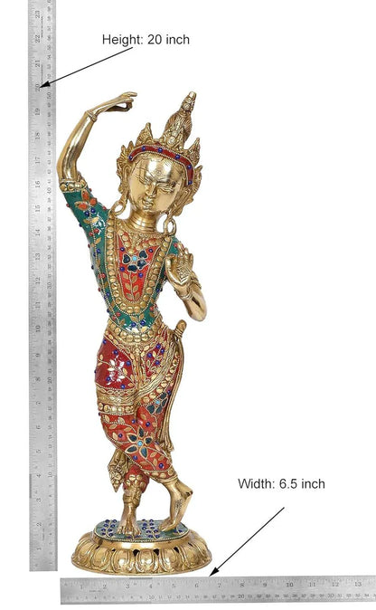 Brassaura® Brass Standing Dancing Tara Devi Statue | Height 20 Inches