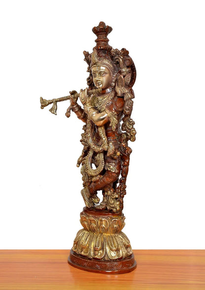 Brassaura® Brass Lord Krishna Statue | Height 20.5 Inches