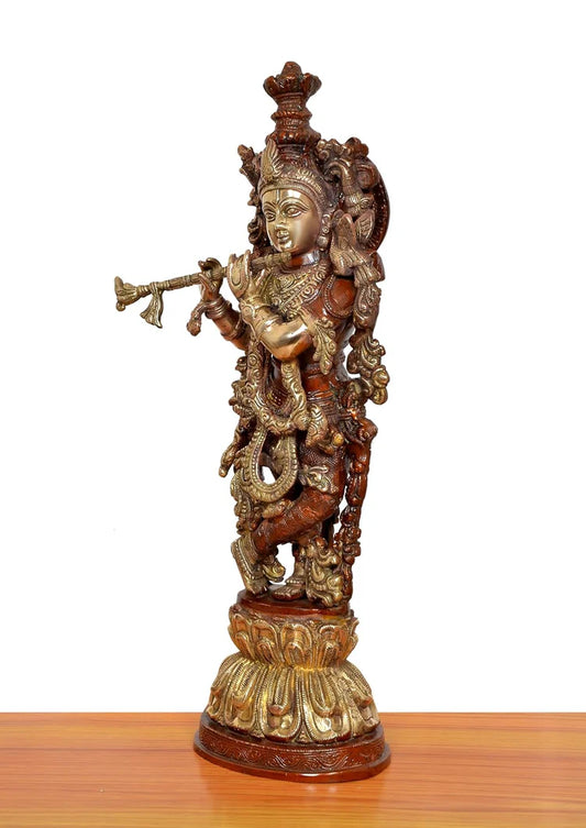 Brassaura® Brass Lord Krishna Statue | Height 20.5 Inches