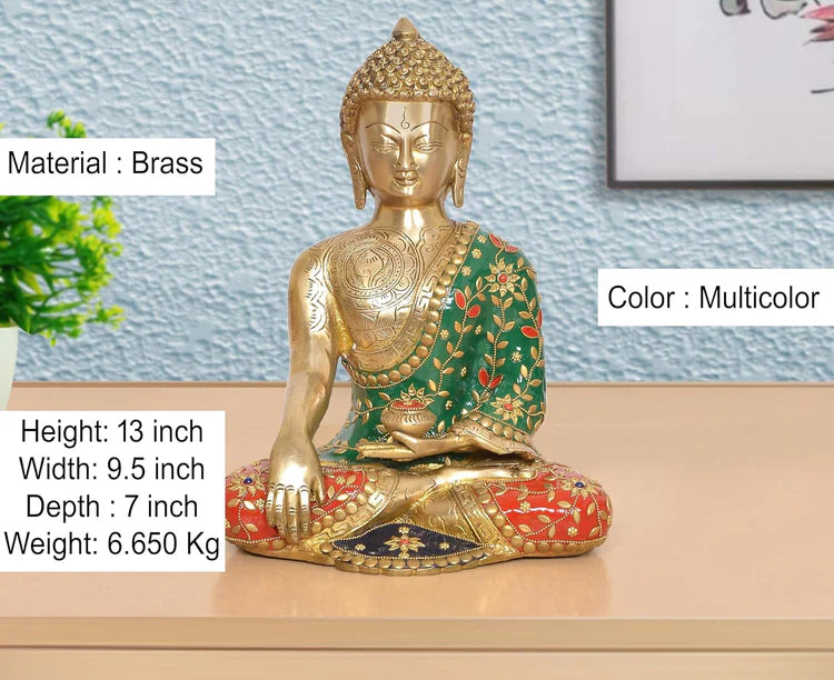 ब्रासोरा® वृंदावन वेणुगोपाल कृष्ण पीतल की प्रतिमा मोर के साथ | एंटीक नीला और सुनहरा रंग | ऊँचाई 20 इंच