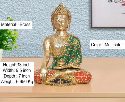 ब्रासोरा® वृंदावन वेणुगोपाल कृष्ण पीतल की प्रतिमा मोर के साथ | एंटीक नीला और सुनहरा रंग | ऊँचाई 20 इंच