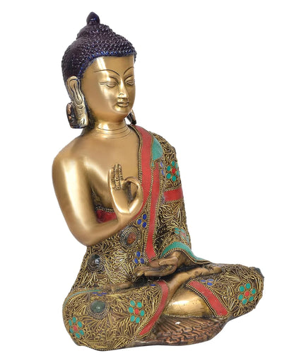 Brassaura® Brass Dhyan Mudra Buddha Statue | Height 12.5 Inches