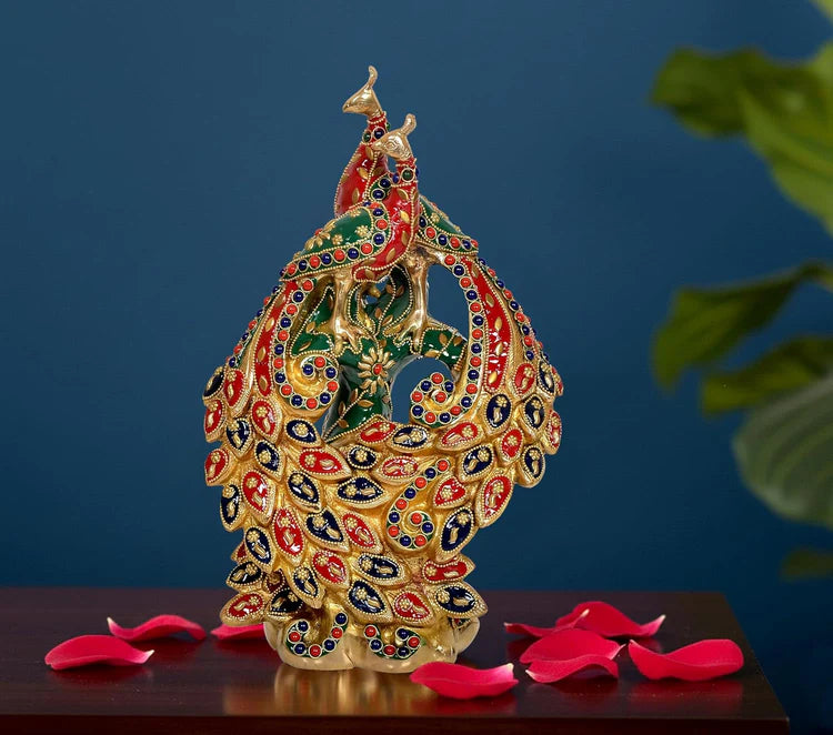 Brassaura® Brass Peacock Statue | Height 12 Inches
