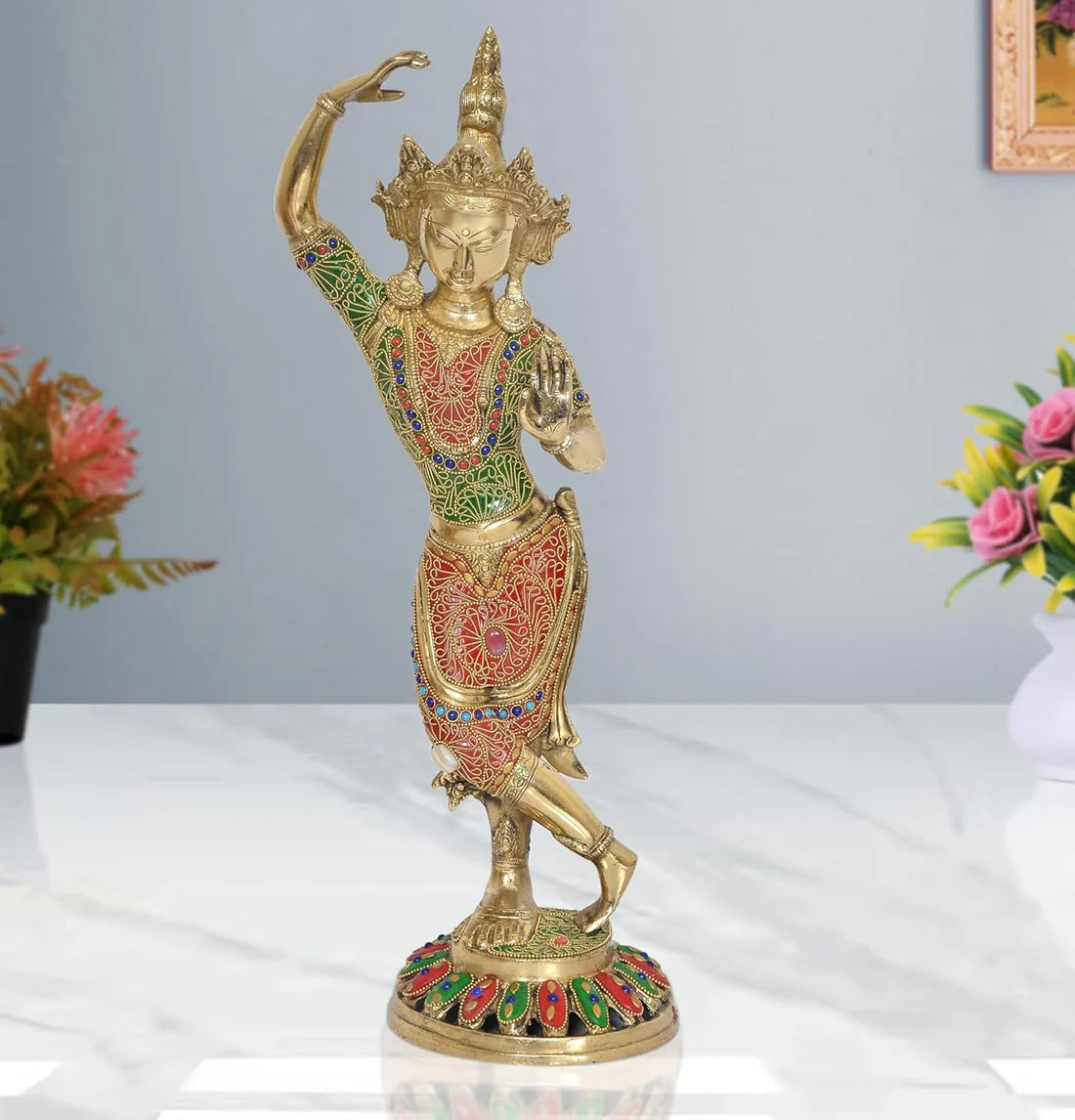 Brassaura® Brass Standing Dancing Tara Devi Statue | Height 21 Inches