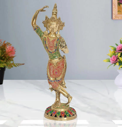 Brassaura® Brass Standing Dancing Tara Devi Statue | Height 21 Inches
