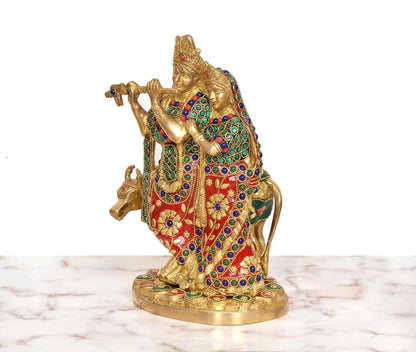 Brassaura® Brass Radha Krishna Idol | Height 9.5 Inches