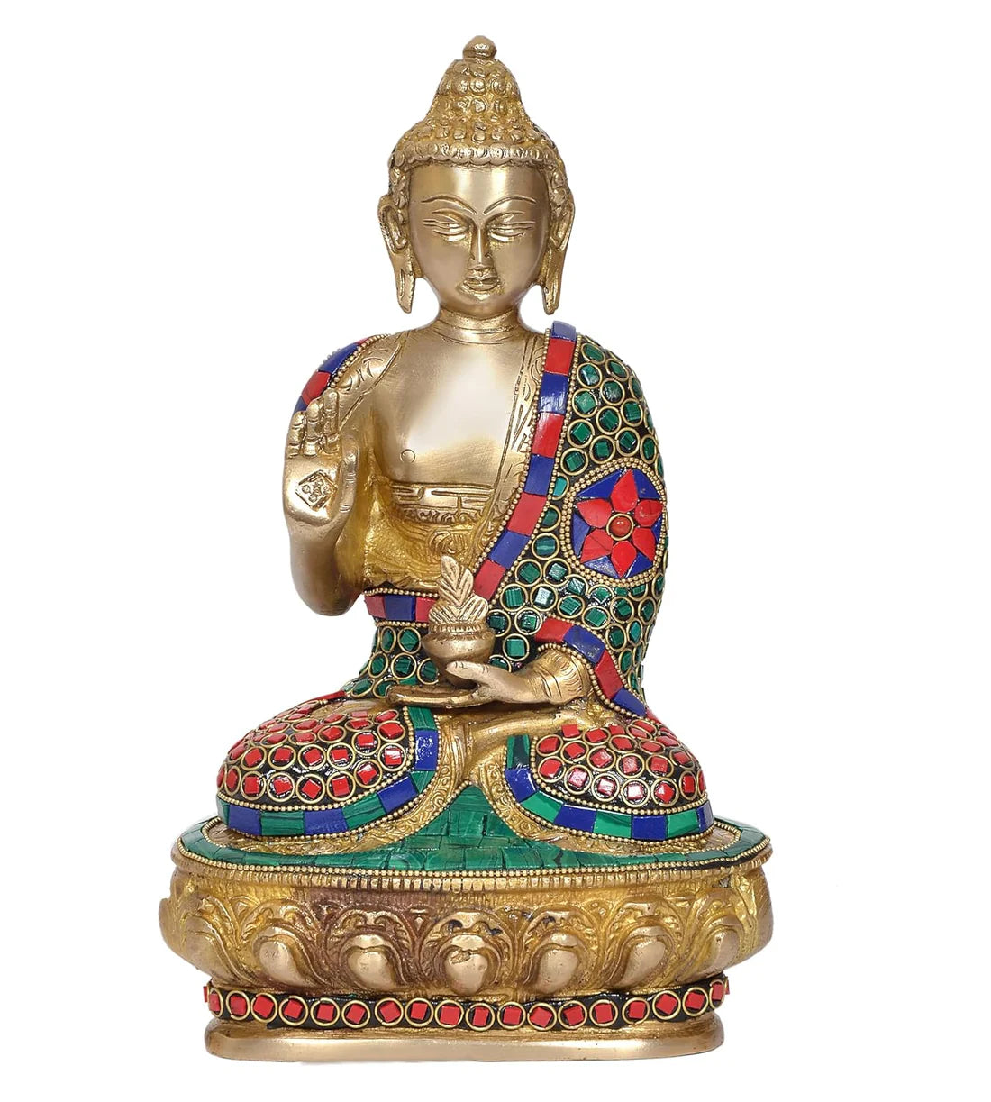 ब्रासोरा® वृंदावन वेणुगोपाल कृष्ण पीतल की प्रतिमा मोर के साथ | एंटीक नीला और सुनहरा रंग | ऊँचाई 20 इंच