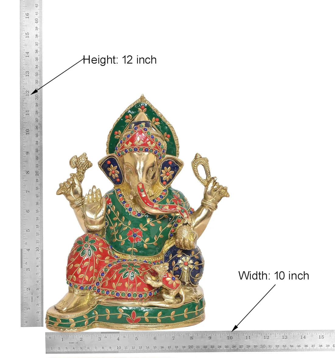 Brassaura® Brass Lord Ganesha Sitting Idol | Height 12 Inches