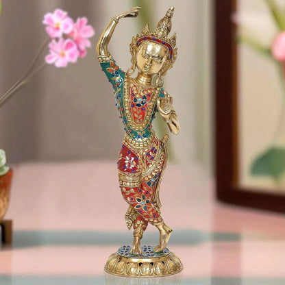 Brassaura® Brass Standing Dancing Tara Devi Statue | Height 20 Inches