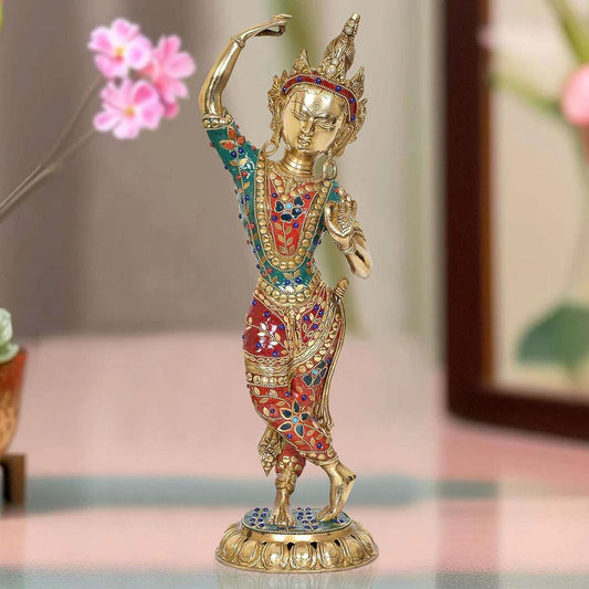 Brassaura® Brass Standing Dancing Tara Devi Statue | Height 20 Inches