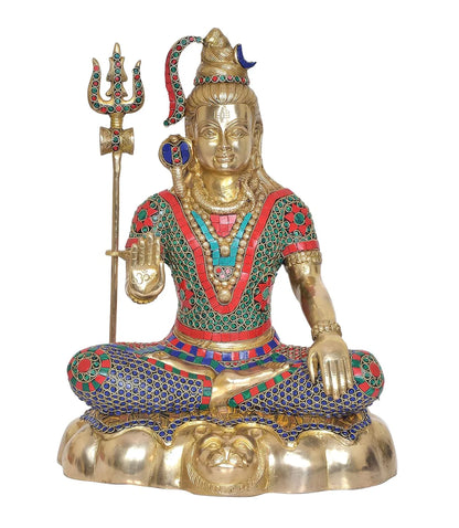 Brassaura® Brass Lord Shiva Statue (Shiv Ji Murti) | Height 17.5 Inches