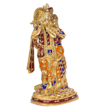Brassaura® Brass Standing Radha Krishna Idol | Height 12 Inches