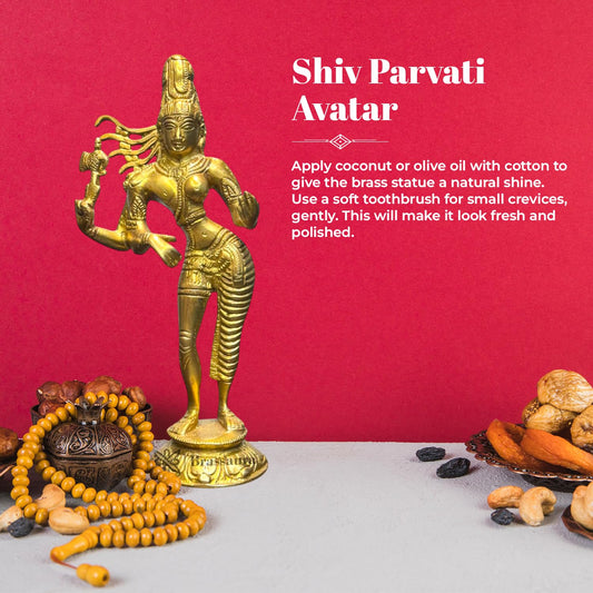 Brass Ardhanarishwar Statue – Height 8.7Inches & Weight 0.910 Kgs | Ideal for Meditation & Pooja