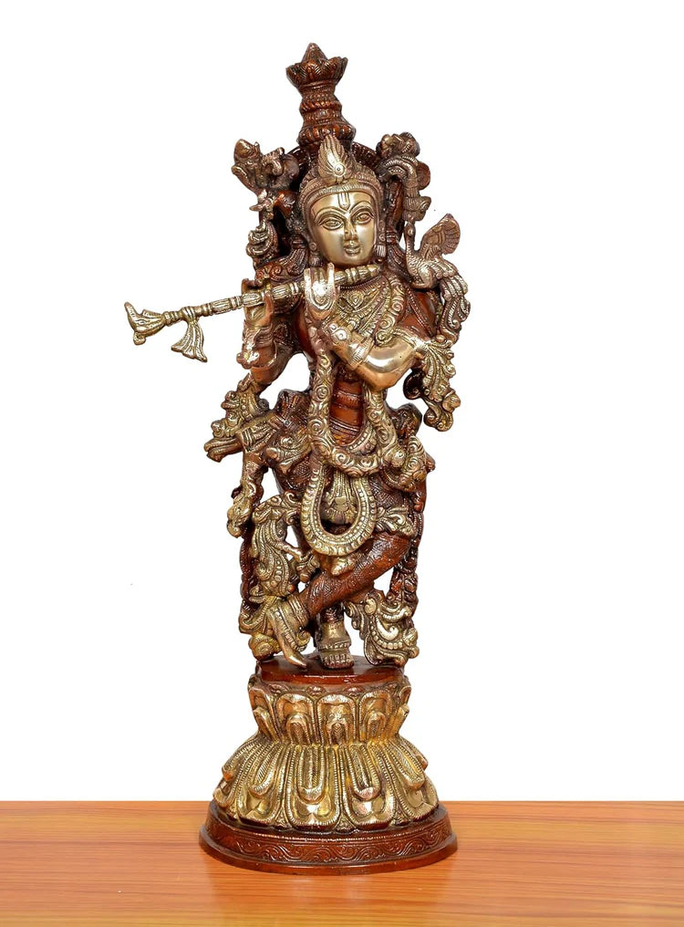Brassaura® Brass Lord Krishna Statue | Height 20.5 Inches