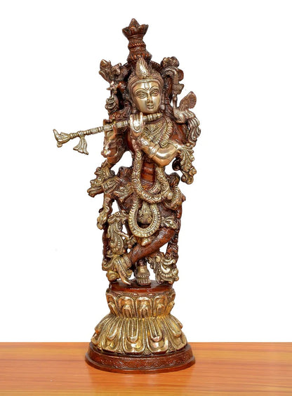 Brassaura® Brass Lord Krishna Statue | Height 20.5 Inches