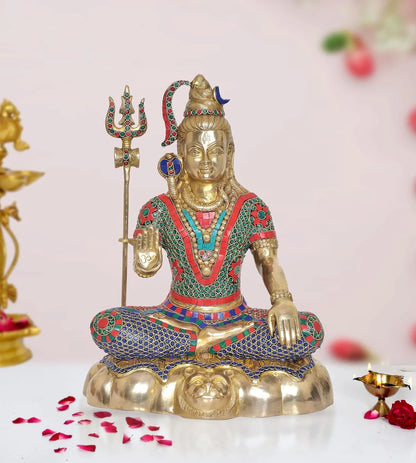 Brassaura® Brass Lord Shiva Statue (Shiv Ji Murti) | Height 17.5 Inches