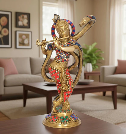 Brassaura® Brass Krishna Statue | Height 15 Inches