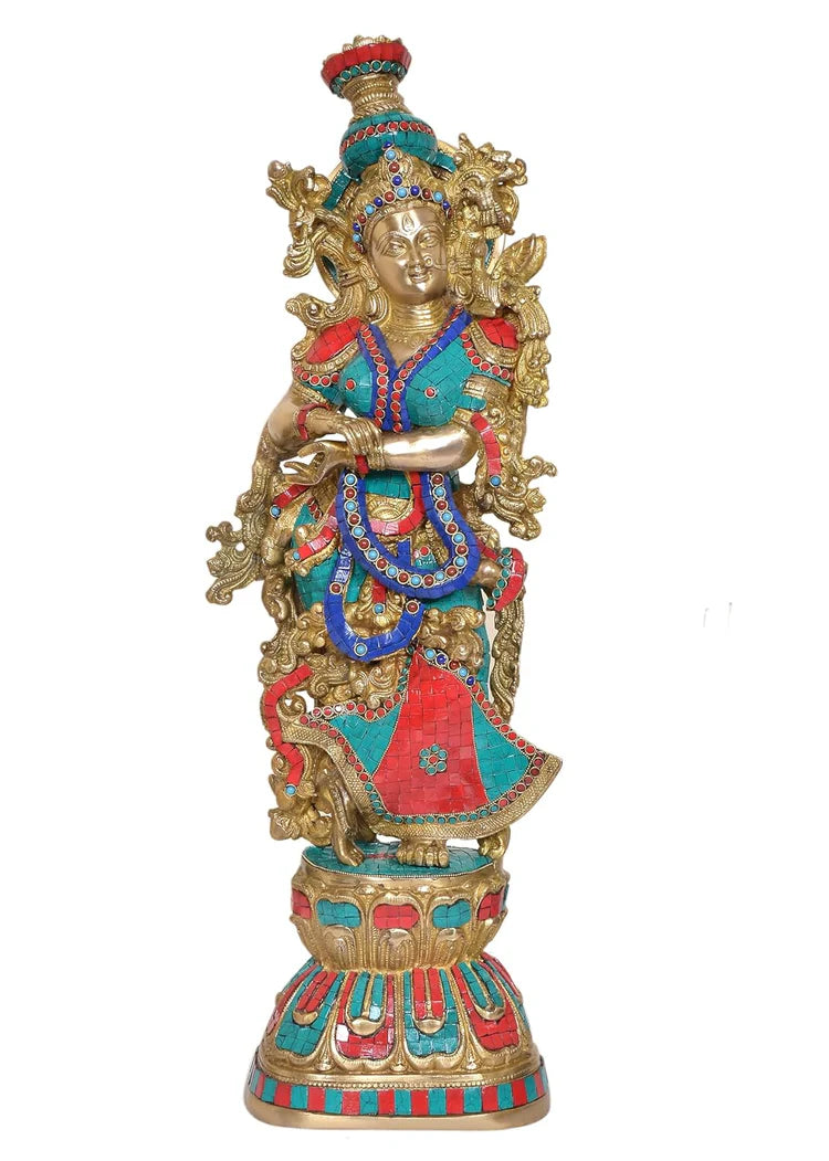 Brassaura® Brass Radha Rani Statue | Height 29 Inches