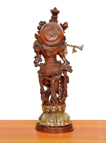 Brassaura® Brass Lord Krishna Statue | Height 20.5 Inches