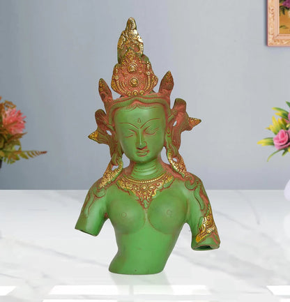 Brassaura® Brass Tara Devi Bust Statue | Height 13 Inches