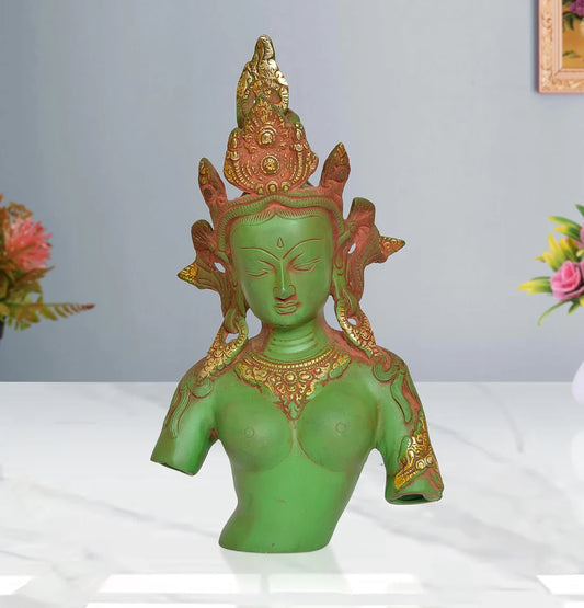 Brassaura® Brass Tara Devi Bust Statue | Height 13 Inches