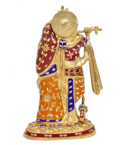 Brassaura® Brass Standing Radha Krishna Idol | Height 12 Inches