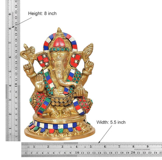 Brassaura® Brass Lord Ganesha Idol | Height 8 Inches