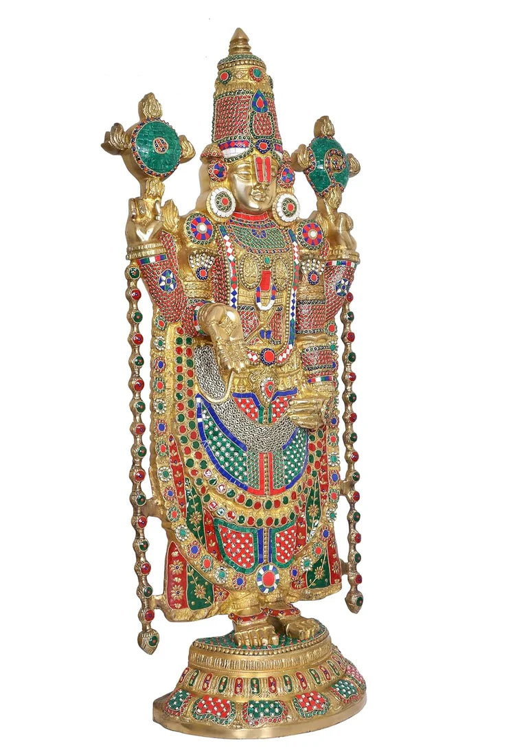 Brassaura® Brass Tirupati Balaji Big Idol Statue | Height 46 Inches