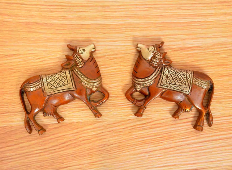 Brassaura® Brass Nandi Wall Hanging Pair | Height 4 Inches