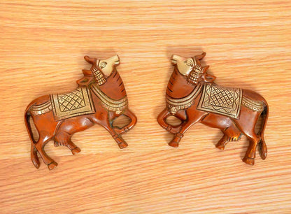 Brassaura® Brass Nandi Wall Hanging Pair | Height 4 Inches