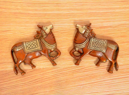 Brassaura® Brass Nandi Wall Hanging Pair | Height 4 Inches