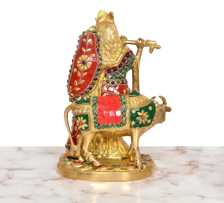Brassaura® Brass Radha Krishna Idol | Height 9.5 Inches