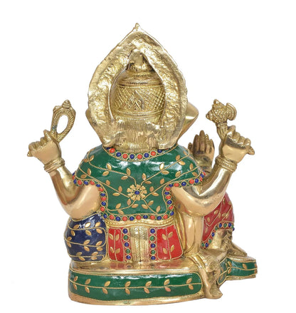 Brassaura® Brass Lord Ganesha Sitting Idol | Height 12 Inches