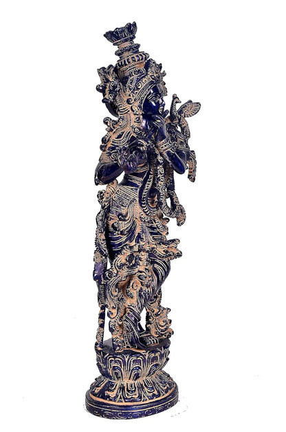 Brassaura® Brass Lord Krishna Idol Figurine | Height 14 Inches
