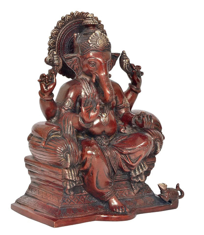 ब्रासोरा® वृंदावन वेणुगोपाल कृष्ण पीतल की प्रतिमा मोर के साथ | एंटीक नीला और सुनहरा रंग | ऊँचाई 20 इंच